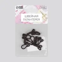 Крючок пришивной в оплётке, для верхней одежды, 35&times;12 мм, 5 шт., цвет коричневый