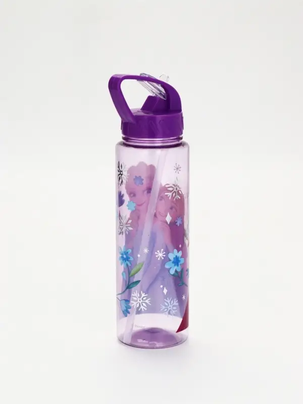 Бутылка пластиковая с трубочкой-непроливайкой &laquo;Снежная принцесса&raquo;, 750 мл