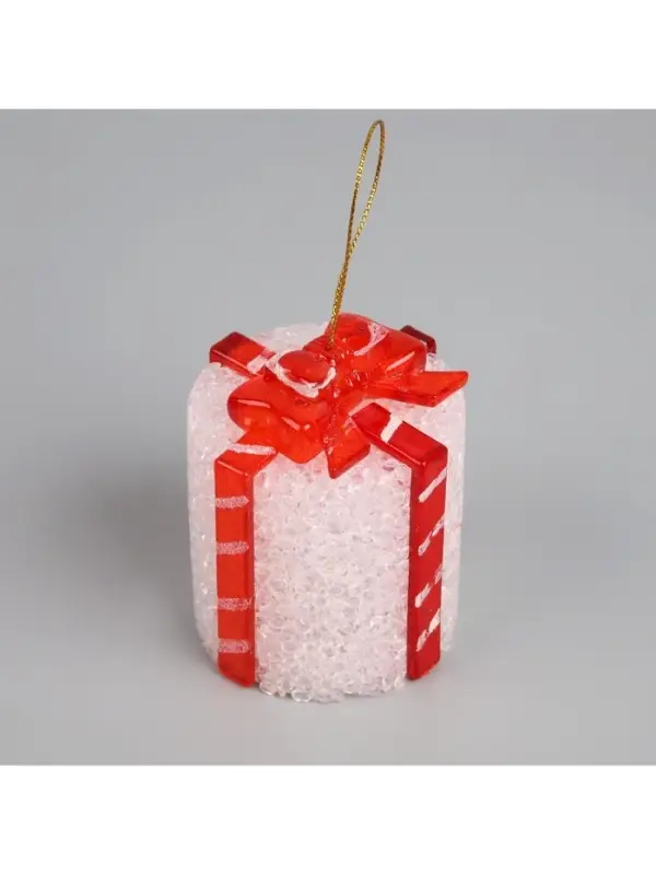 Ёлочная игрушка светодиодная &laquo;Подарок&raquo; 7.5 см, пластик, от батареек AG13&times;3, свечение мульти (RGB)