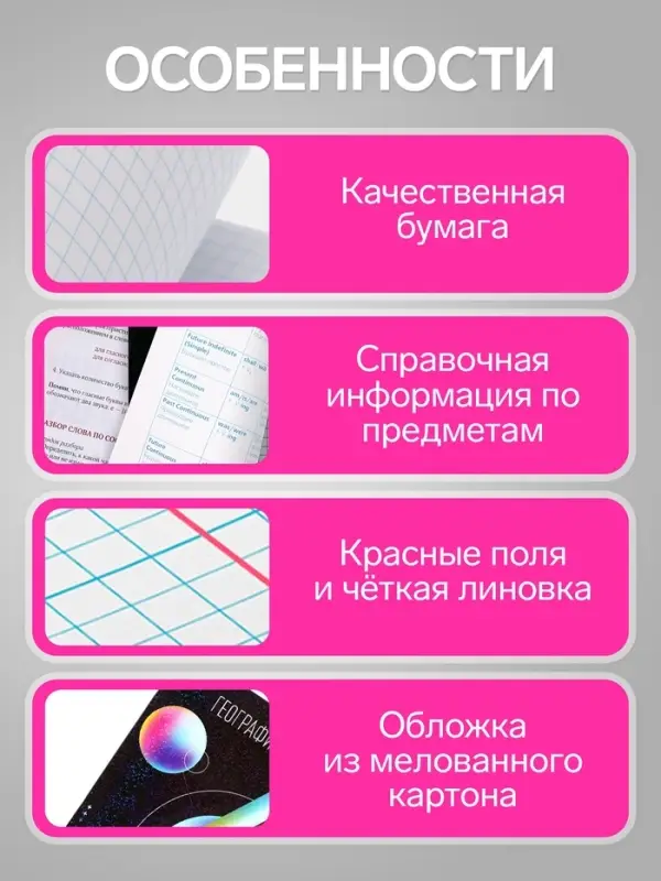 Предметная тетрадь по география Calligrata TOP &laquo;Абстракция&raquo;, 48 листов, в клетку, со справочным материалом, обложка из мелованного картона