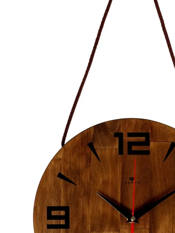 Часы настенные, интерьерные, бесшумные, d-30 см, дерево на подвесе Часы настенные, интерьерные, бесшумные, d-30 см, дерево на подвесе