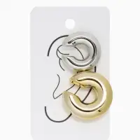Серьги &laquo;Каффы&raquo;, набор 2 шт. бублики, цвет серебро с золотом
