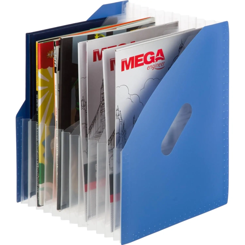 Лоток вертикальный Attache расширяемый A4, 13отделений, синий, пластик