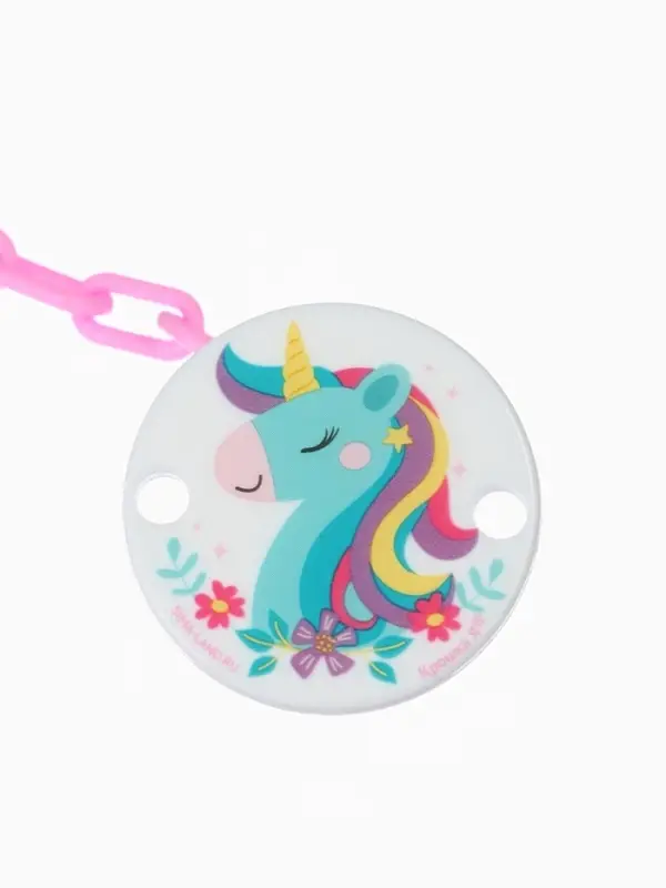 Держатель для соски - пустышки &laquo;Единорог&raquo;, на цепочке, розовый
