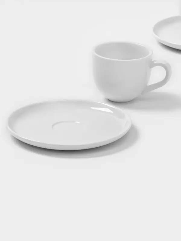 Чайный сервиз Magistro Mien, 2 персоны, 4 предмета: 2 чашки 200 мл, 2 блюдца d=16 см, фарфор, белый