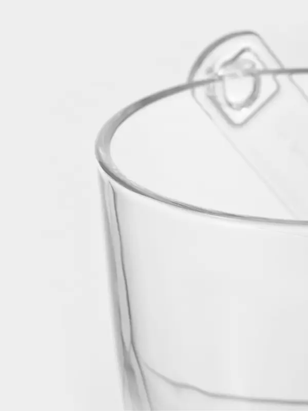 Ведро для льда с ручкой и щипцами Paşabah&ccedil;e Sylvana, 0.83 л, d=13 см, стекло, прозрачное