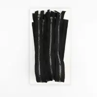 Молния «Трактор», №5, разъёмная, декоративное звено «Акулий зуб», замок автомат, 50 см, цвет чёрный/чёрный никель, цена за 1 штуку Молния «Трактор», №5, разъёмная, декоративное звено «Акулий зуб», замок автомат, 50 см, цвет чёрный/чёрный никель, цена за 1 штуку