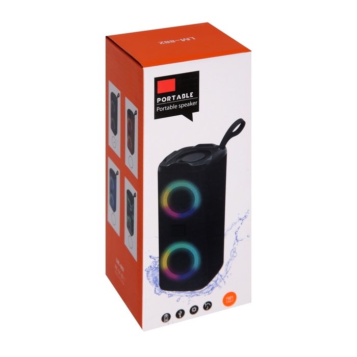 Портативная колонка Luazon LZZ-62, 10 Вт, 800 мАч, подсветка, micro SD, чёрная Портативная колонка Luazon LZZ-62, 10 Вт, 800 мАч, подсветка, micro SD, чёрная