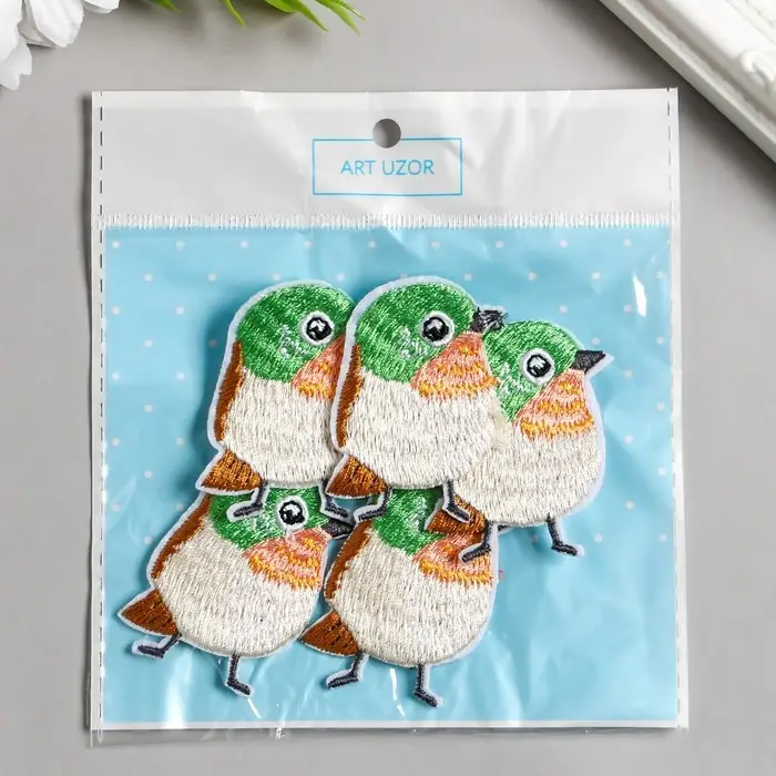 Декор для творчества текстиль вышивка Декор для творчества текстиль вышивка "Пташка" 5х3,6 см