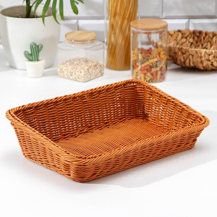 Корзина для продуктов Доляна, 39×26×10 см, цвет коричневый Корзина для продуктов Доляна, 39×26×10 см, цвет коричневый