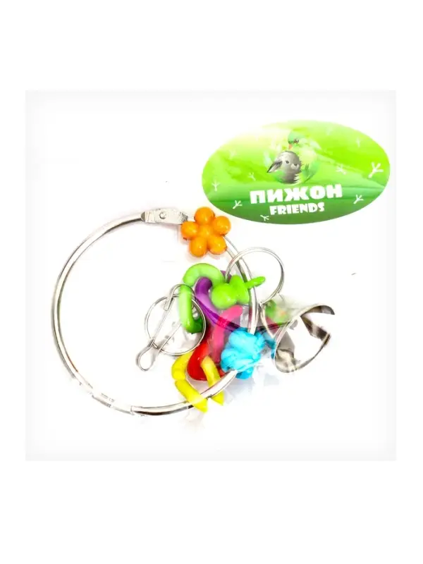 Игрушка для птиц "Кольцо и бусы" с колокольчиками, 20 х 7 см, микс цветов