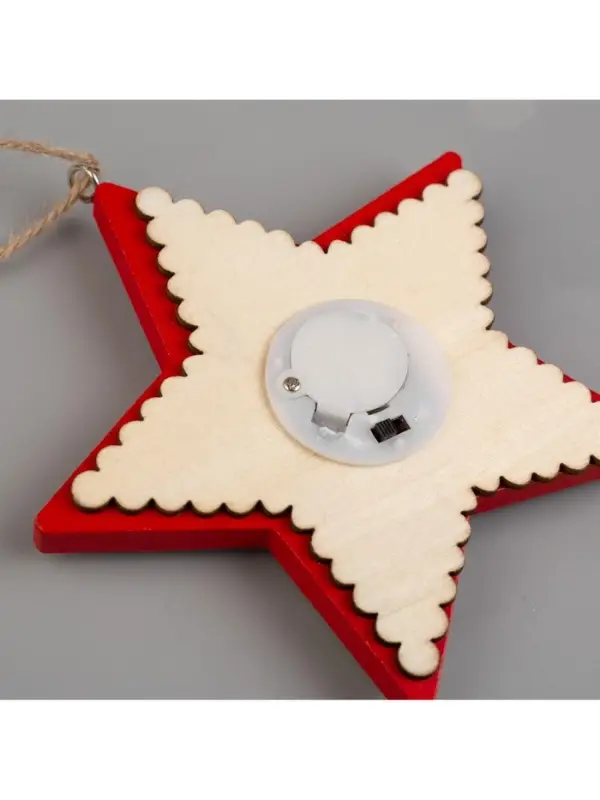 Ёлочная игрушка &laquo;Красная звезда с Дедом Морозом&raquo;, 12&times;12&times;1.5 см, от батареек, свечение тёплое белое