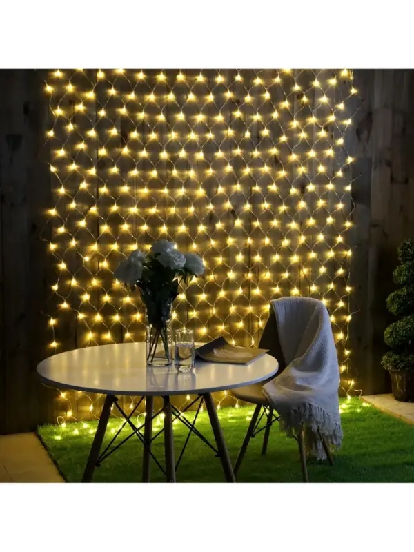 Гирлянда &laquo;Сеть&raquo; 2&times;3 м, IP44, УМС, прозрачная нить, 384 LED, свечение тёплое белое, 220 В