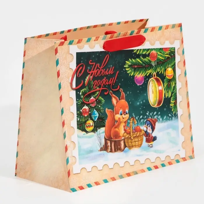 Пакет подарочный новогодний ламинированный &laquo;Зимний вечер&raquo;, MS 18 х 23 х 10 см