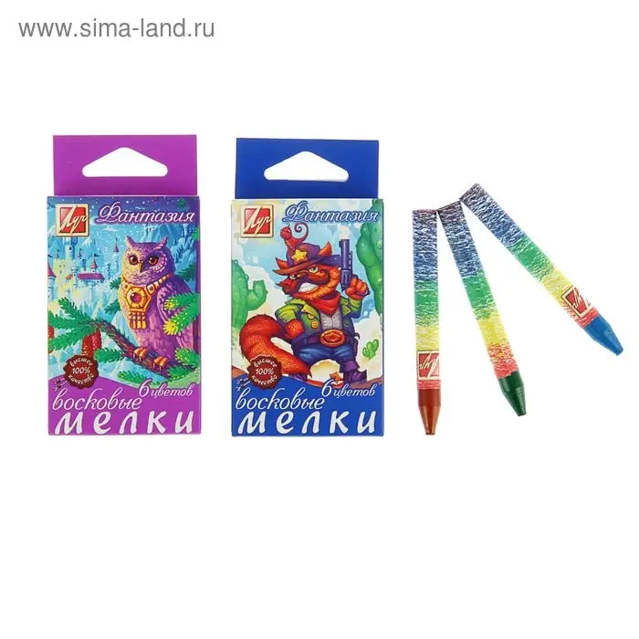 Мелки восковые 6 цветов &laquo;Фантазия&raquo;, круглые, МИКС
