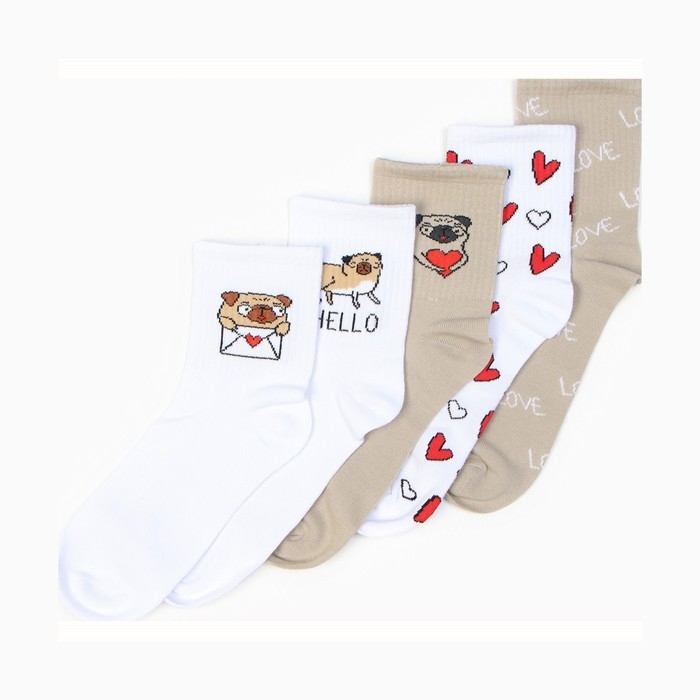 Набор женских носков KAFTAN  Набор женских носков KAFTAN "Love you“ 5 пар, размер 36-39 (23-25 см)