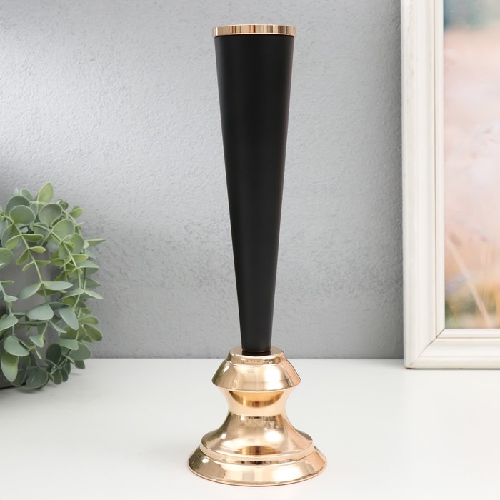 Подсвечник металл на 1 свечу  Подсвечник металл на 1 свечу "Эвиан" d=1,5 см чёрный с золотом 9х28 см