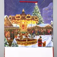 Пакет подарочный новогодний ламинированный, «Новогодний парк» , 33×10×42.5 см