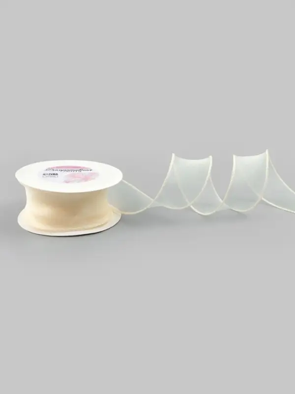 Лента капроновая &laquo;Волна&raquo;, с блеском, 40 мм, 10&plusmn;1 м, сливочная №3