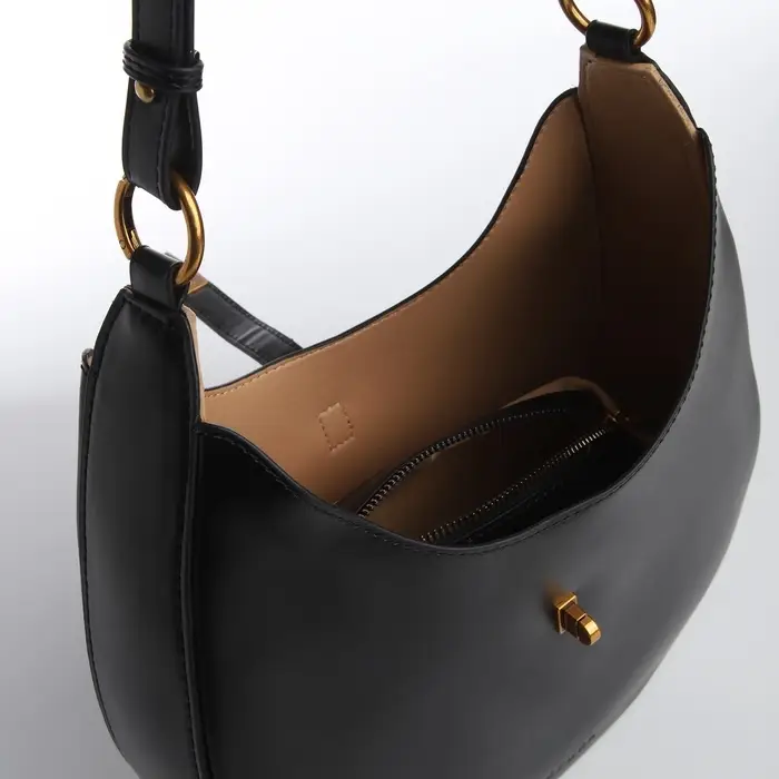 Сумка женская багет TEXTURA на молнии, 27&times;9&times;23 см, чёрная