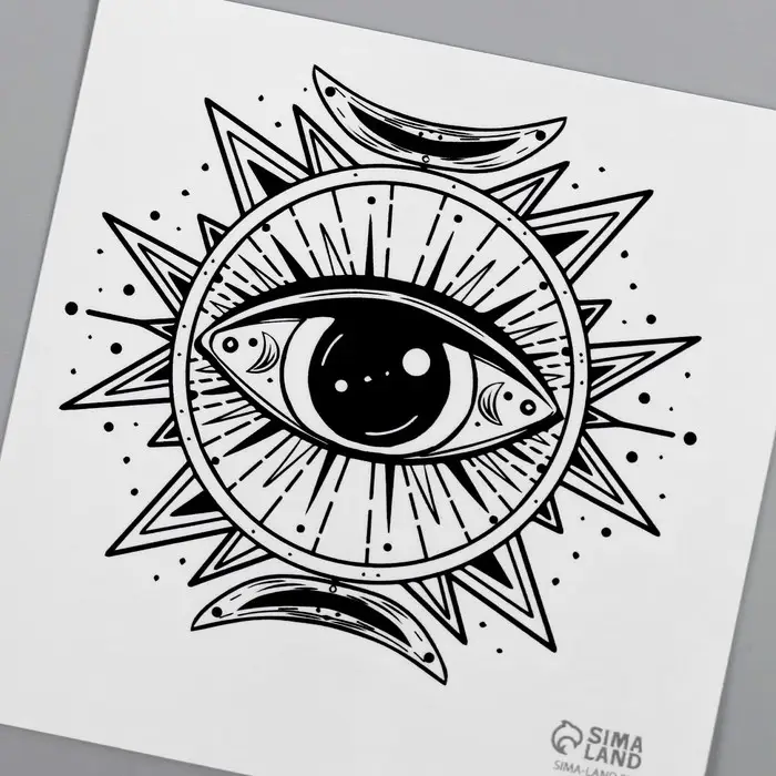 Переводная тату на тело чёрная «Эзотерика. Око», 6×6 см