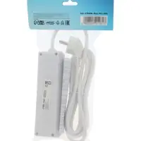 Удлинитель Luazon Lighting, 3 розетки, 3 м, 6 А, 1300 Вт, 3&times;0.75 мм2, с заземлением, с выключателем, белый