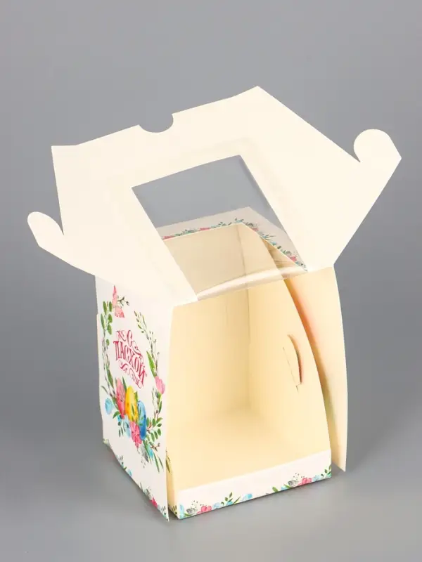 Коробка подарочная пасхальная с окном &laquo;Пасхальный венок&raquo; 9.5&times;9.5&times;12.5 см