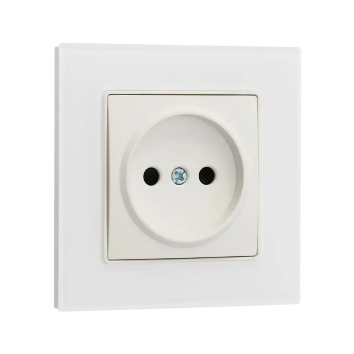 Розетка TOT Matte Glass, 10 А, стекло, скрытая, одноместная, без заземления, белая