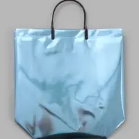 Пакет подарочный ПВХ, голография, голубой, пластиковая ручка, 32&times;28&times;11 см