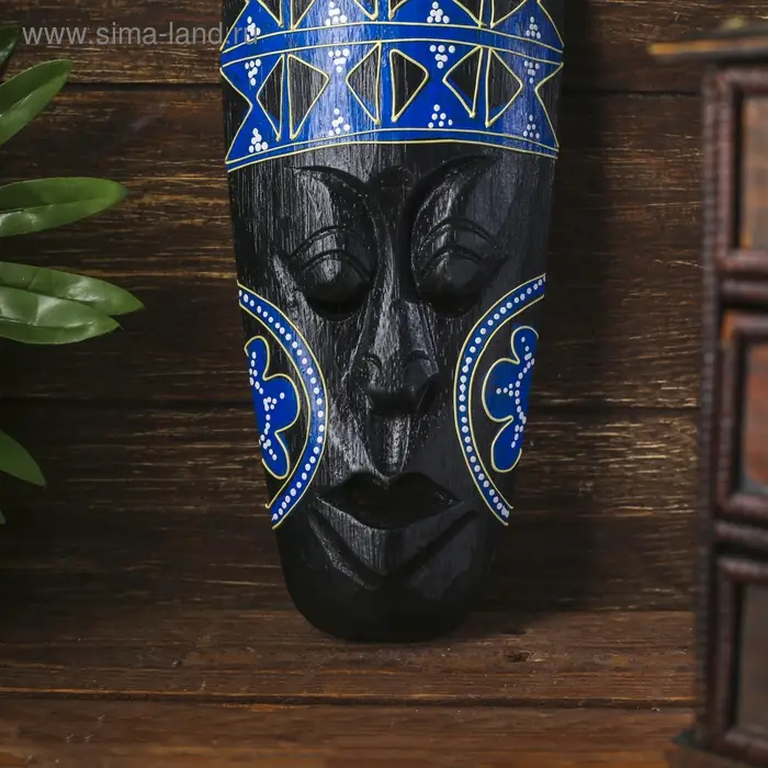 Маска настенная дерево Маска настенная дерево "Абориген с геометрическим узором" 2х10х25 см