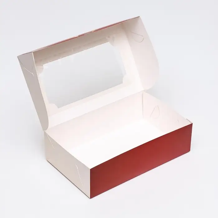 Коробка складная с окном под зефир &laquo;Золотой бант&raquo;, 25&times;15&times;7 см