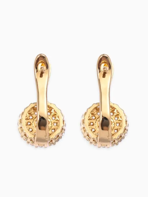 Серьги со стразами &laquo;Магма&raquo;, диск, белые в золоте