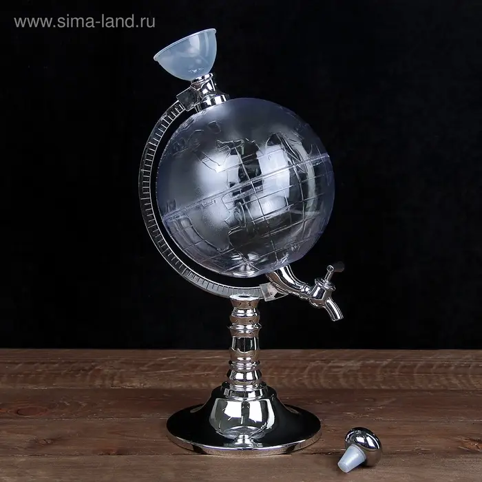 Башня пивная с воронкой &laquo;Земной шар&raquo;, 1.9 л, пластик, серебристая