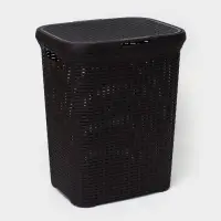 Корзина бельевая &laquo;Ротанг&raquo;, 60 л, 34.6&times;44.5&times;56 см, с крышкой, коричневая