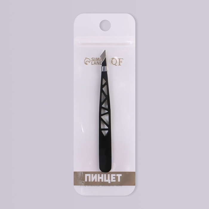 Пинцет «Геометрия», скошенный, заострённый, 9,5 см, цвет чёрный Пинцет «Геометрия», скошенный, заострённый, 9,5 см, цвет чёрный