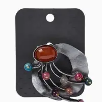 Брошь &laquo;Ветвь турмалиновая&raquo;, цветная в черненом серебре