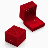 Футляр под кольцо, серьги &laquo;Кружево&raquo;, бархатный, 6&times;6 см, красный