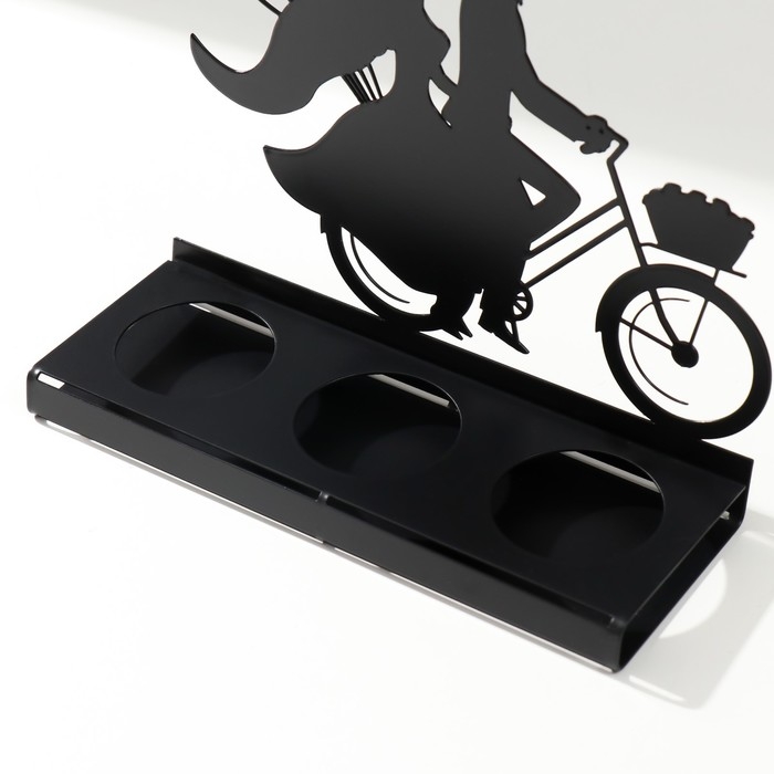 Подсвечник металл на 3 свечи Подсвечник металл на 3 свечи "Романтичная поездка на велосипеде" чёрный 16,8х18,5х6 см