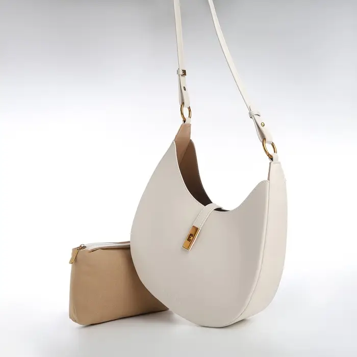 Сумка женская багет TEXTURA на молнии, 27&times;9&times;23 см, молочная