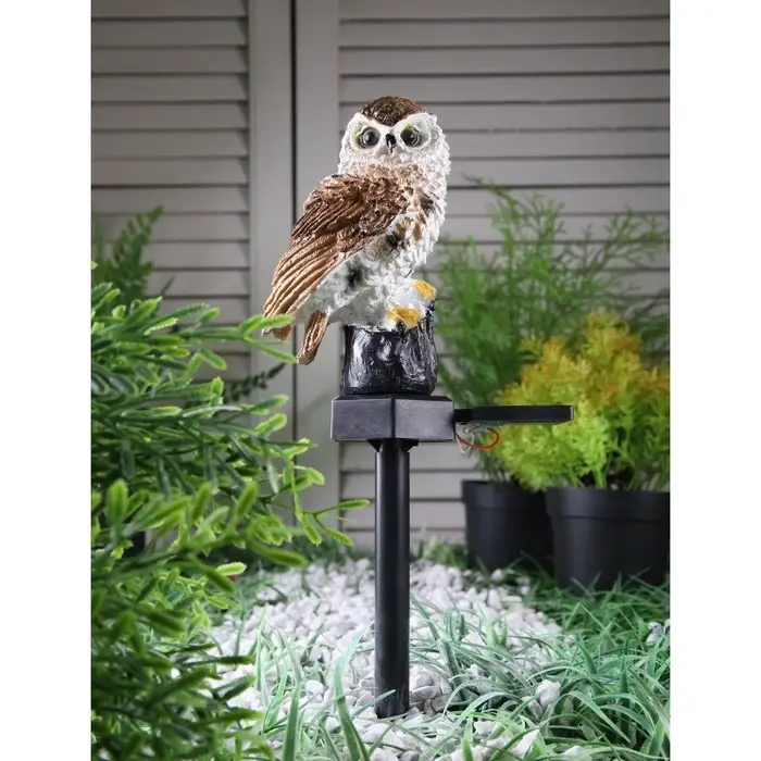 Садовый светильник &laquo;Сова&raquo;, уличный, на солнечной батарее, 45 см, 1 LED, свечение тёплое белое