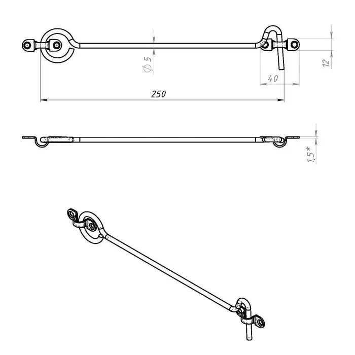 Крючок ветровой ТУНДРА КР-250, покрытие цинк, 1 шт. Крючок ветровой ТУНДРА КР-250, покрытие цинк, 1 шт.