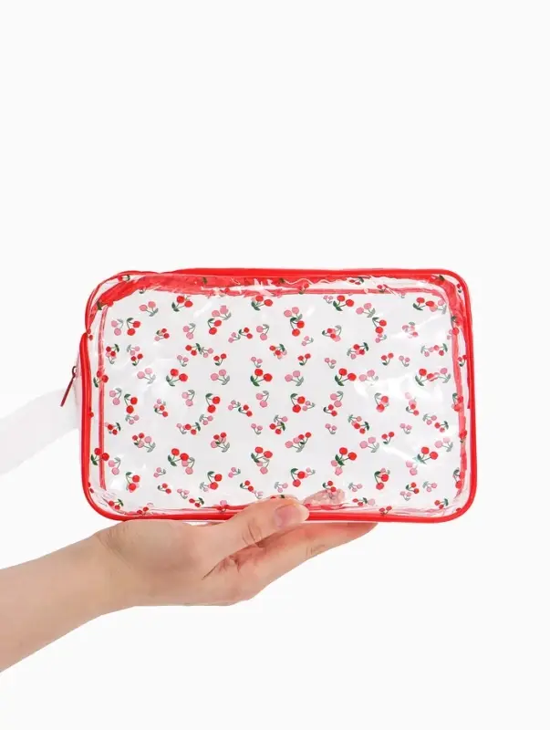 Косметичка ПВХ Вишня 23*6*15, отд на молнии,  прозрачный