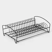 Сушилка для посуды с поддоном, 38&times;24.5&times;12.4 см, чёрный