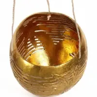 Подсвечник подвесной из кокоса, 9-12 см, золотистый