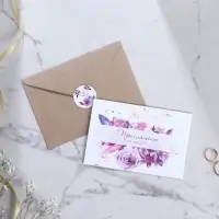 Приглашение в крафтовом конверте "Фиолетовые цветы", 20 х 15