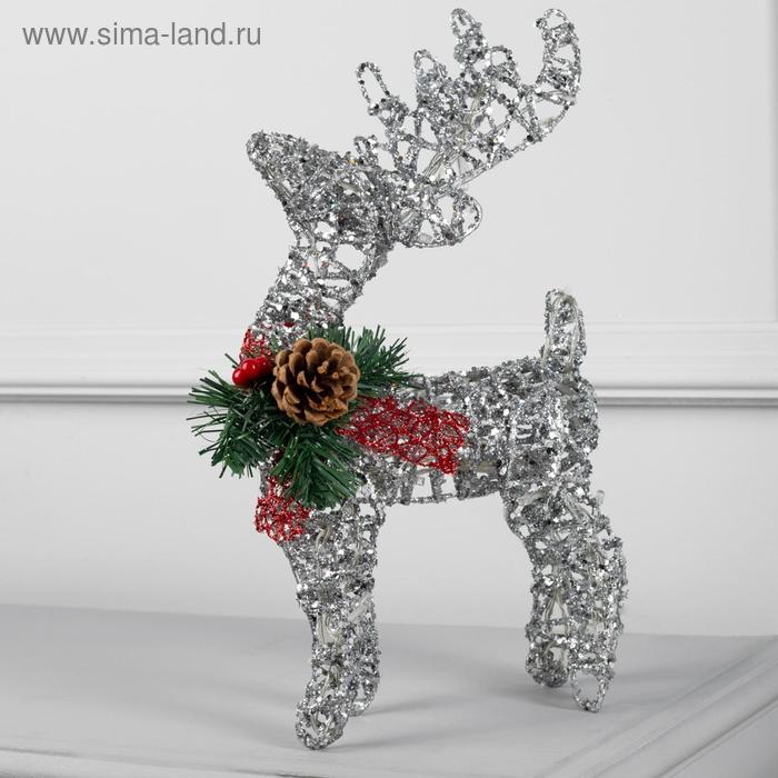 Светодиодная фигура «Олень серебристый» 25 × 30 × 10 см, металл, батарейки ААх3 (не в комплекте), свечение тёплое белое Светодиодная фигура «Олень серебристый» 25 × 30 × 10 см, металл, батарейки ААх3 (не в комплекте), свечение тёплое белое