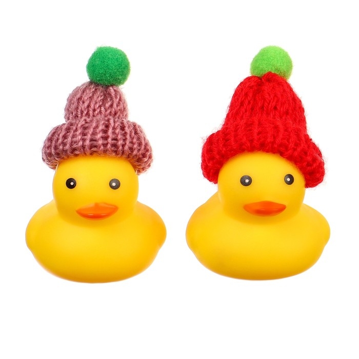 Набор резиновых игрушек для ванны «Уточки в шапке», 4 см, с пищалкой, 2 шт., Крошка Я Набор резиновых игрушек для ванны «Уточки в шапке», 4 см, с пищалкой, 2 шт., Крошка Я
