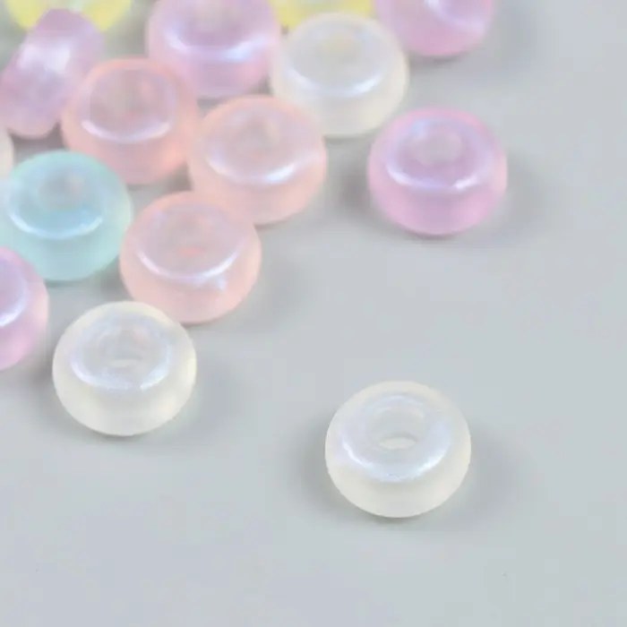 Бусины пластик "Сплюснутые колечки цветные, перламутровый блеск" набор 20 гр МИКС 0,7х1,3 см