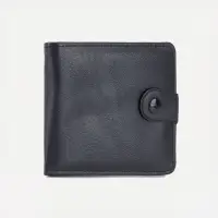Портмоне мужское на кнопке, отдел для купюр, для карт, чёрное