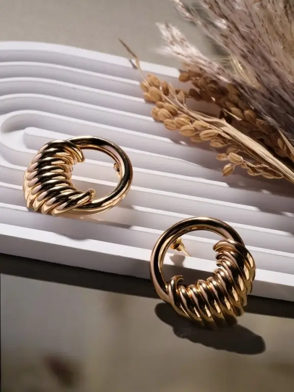 Серьги металл &laquo;Кольца&raquo;, тренд, цвет золото